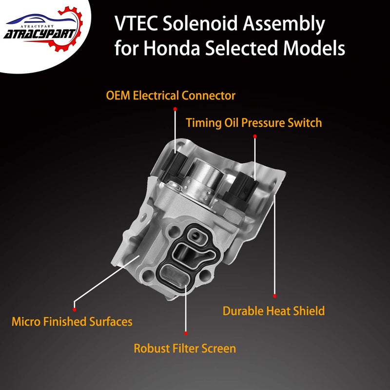 ATRACYPART VTEC Solenoid Spool Valve Assembly with Oil Pressure Switch and Gasket | for Honda Accord CRV CR-V Civic Si Element Acura RSX L4 2.4L | Replace# 15810-RAA-A03 15810-PNE-G01 15810-PPA-A01 15810-RAA-A01 - Image 4